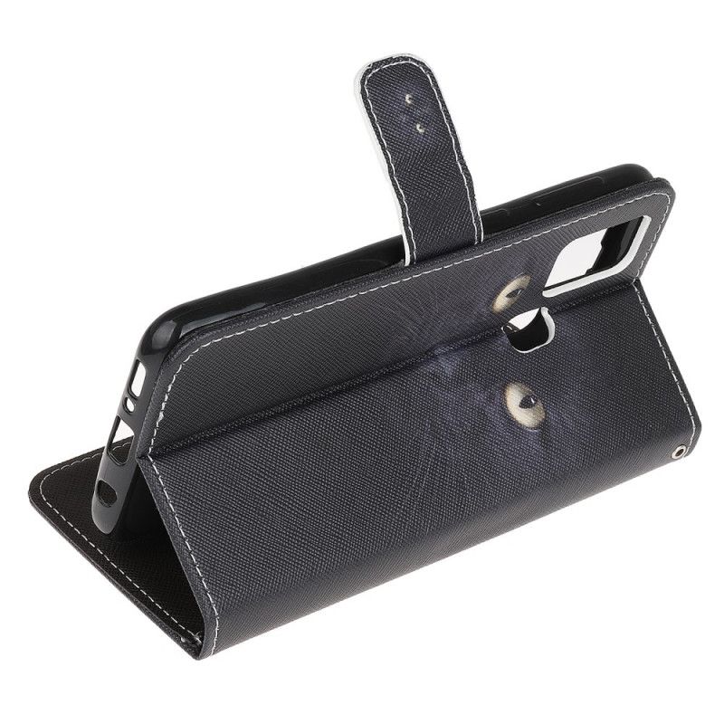 Fodral OnePlus Nord N100 Svarta Kattögon Med Rem