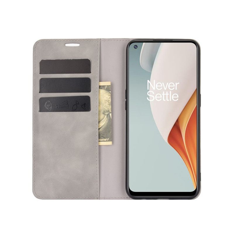 Folio-fodral för OnePlus Nord N100 Svart Sidenmjukt Lädereffekt