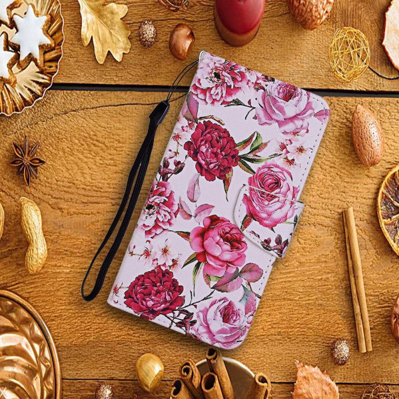 Fodral för Samsung Galaxy S20 FE Magenta Mästerliga Blommor Med Rem