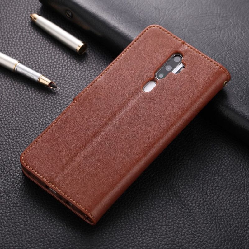 Fodral för Oppo A9 2020 Svart Lädereffekt Azns