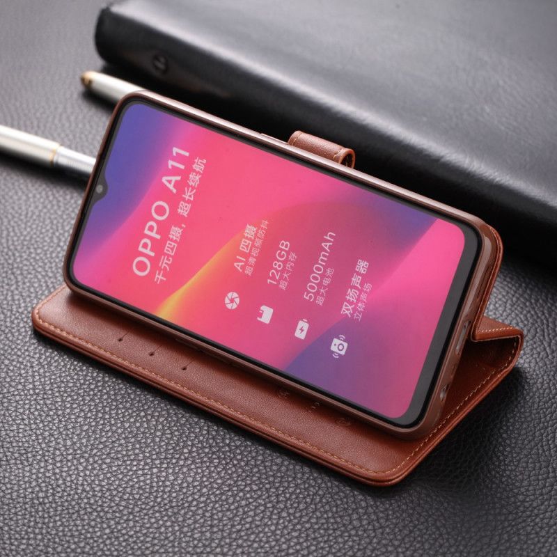 Fodral för Oppo A9 2020 Svart Lädereffekt Azns
