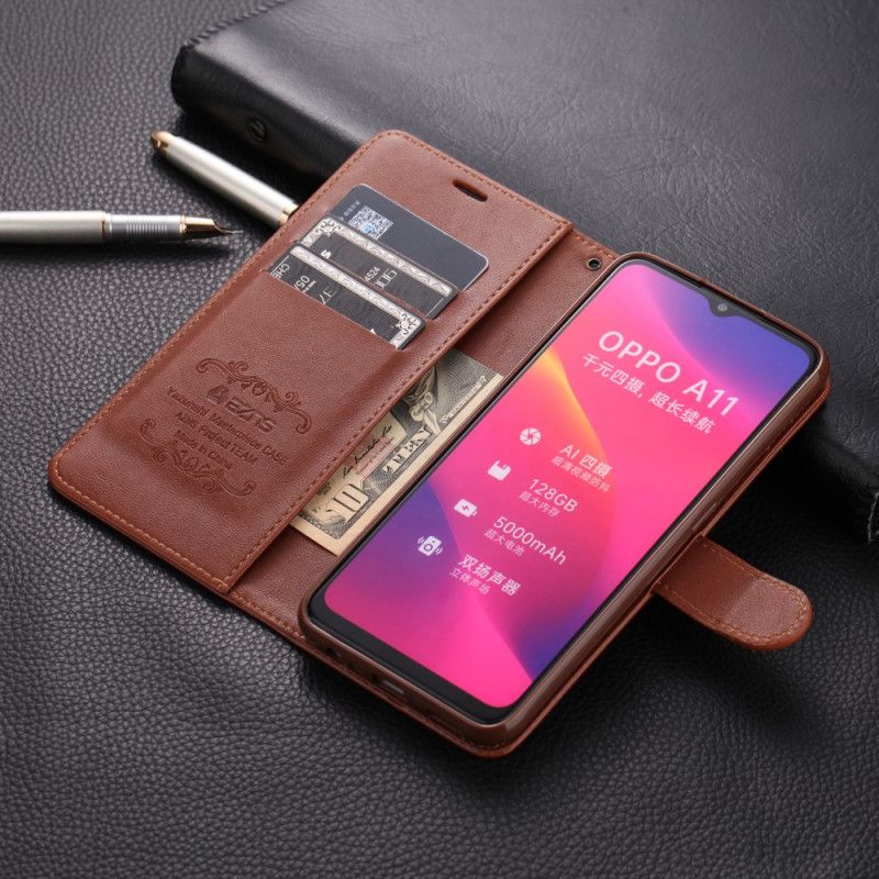 Fodral för Oppo A9 2020 Svart Lädereffekt Azns