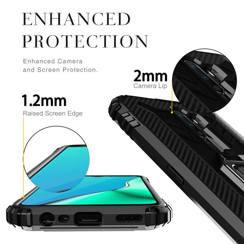 Skal för Oppo A9 2020 Svart Ring Och Kolfiber