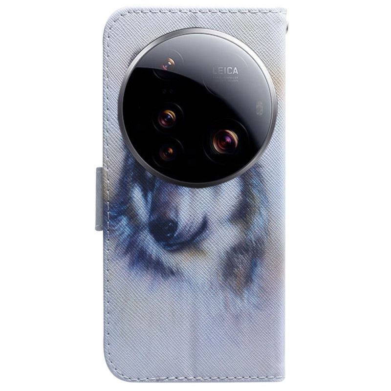 Läderfodral Xiaomi 15 Ultra Telefonfodral Akvarell Varg