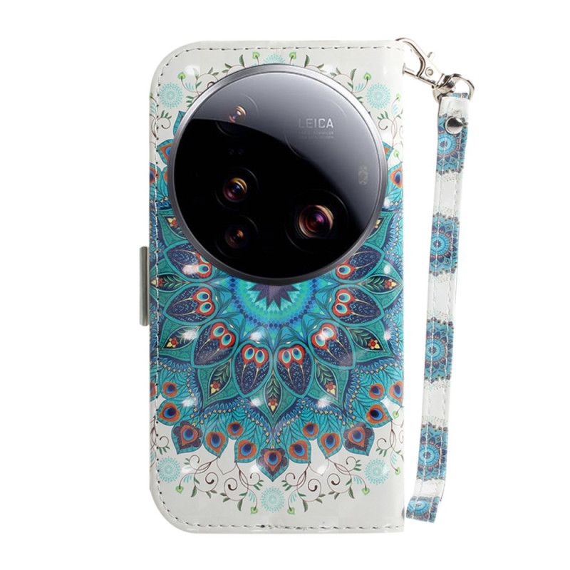 Läderfodral Xiaomi 15 Ultra Telefonfodral Grön Mandala Med Snodd
