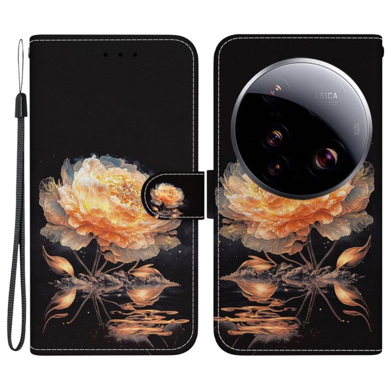 Läderfodral Xiaomi 15 Ultra Telefonfodral Gyllene Pion