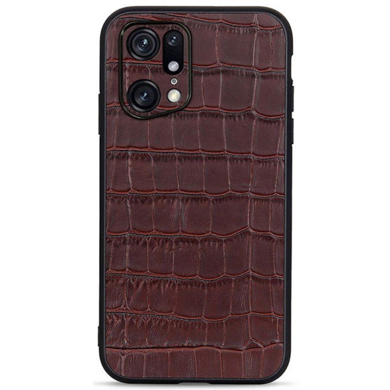 Skal Oppo Find X5 Pro Äkta Crocodile Texture Läder
