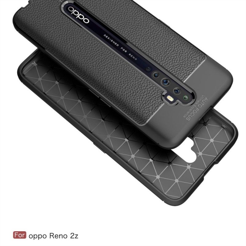 Skal Oppo Reno 2Z Svart Dubbel Linjelychee-Lädereffekt