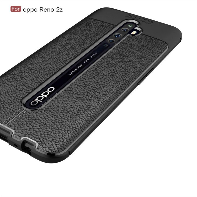 Skal Oppo Reno 2Z Svart Dubbel Linjelychee-Lädereffekt