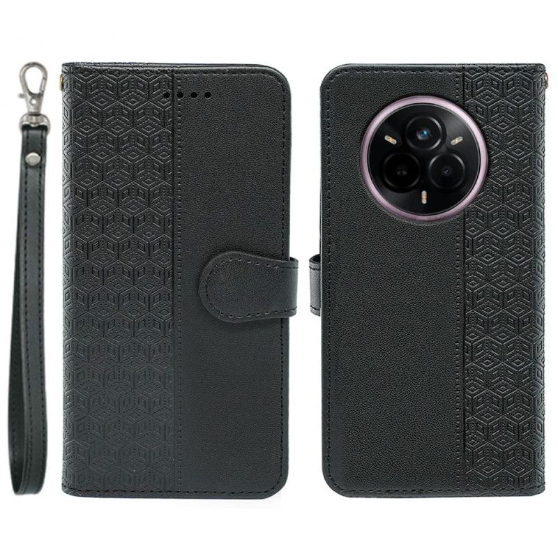 Läderfodral Realme 14 Pro Plus 5g Telefonfodral Kubiskt Mönsterrem