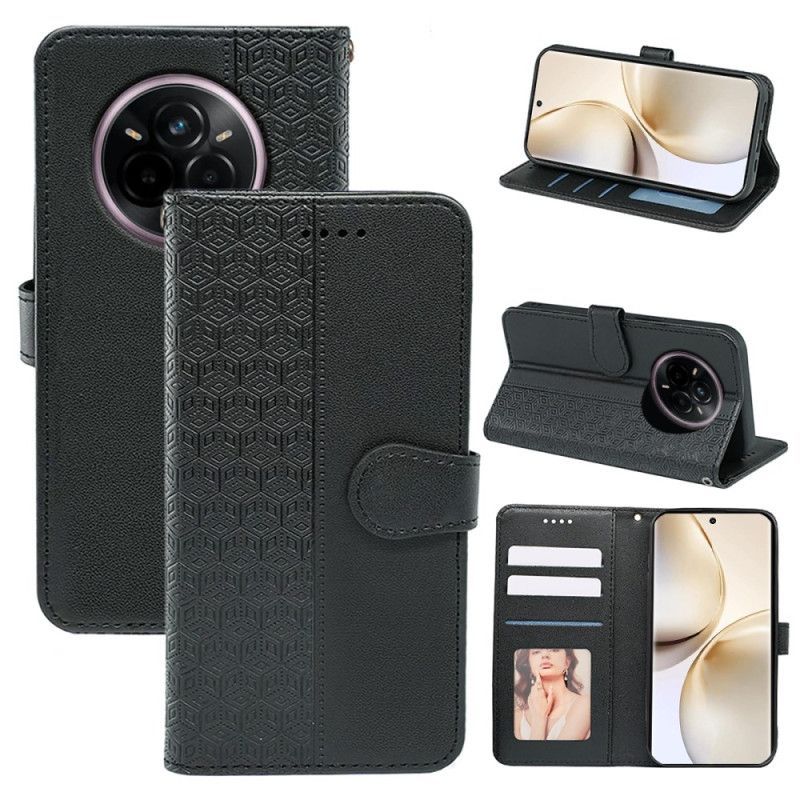 Läderfodral Realme 14 Pro Plus 5g Telefonfodral Kubiskt Mönsterrem
