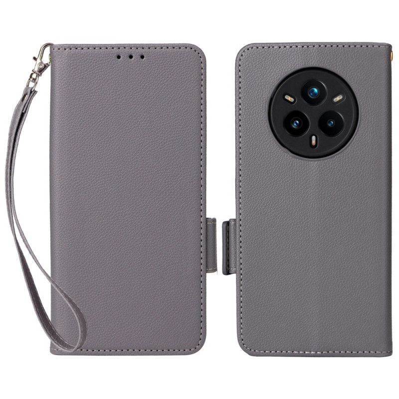 Läderskal Fodral Realme 14 Pro Plus 5g Litchi-konstläder Med Rem