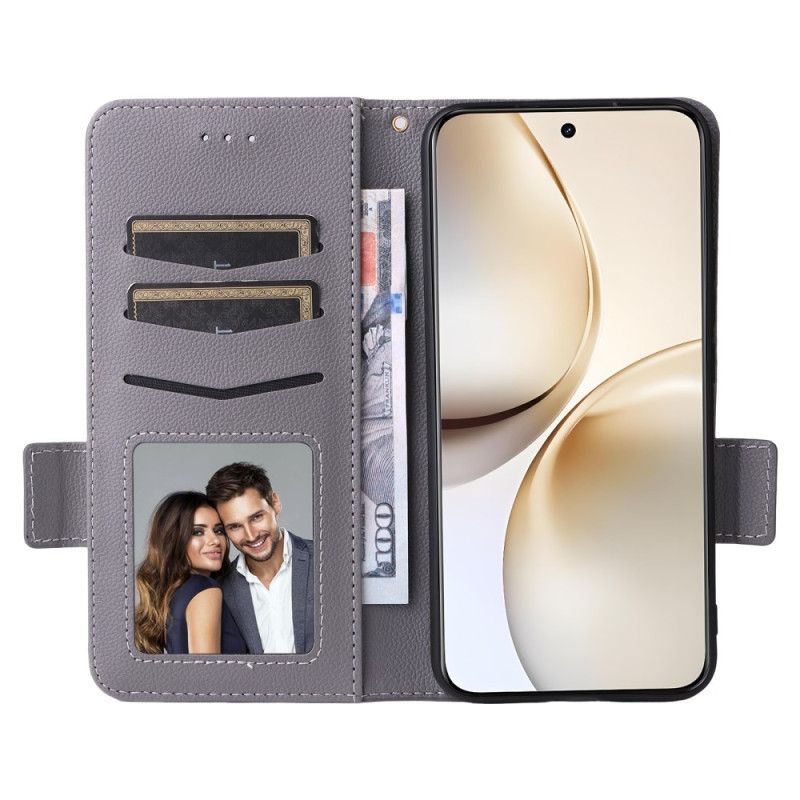 Läderskal Fodral Realme 14 Pro Plus 5g Litchi-konstläder Med Rem