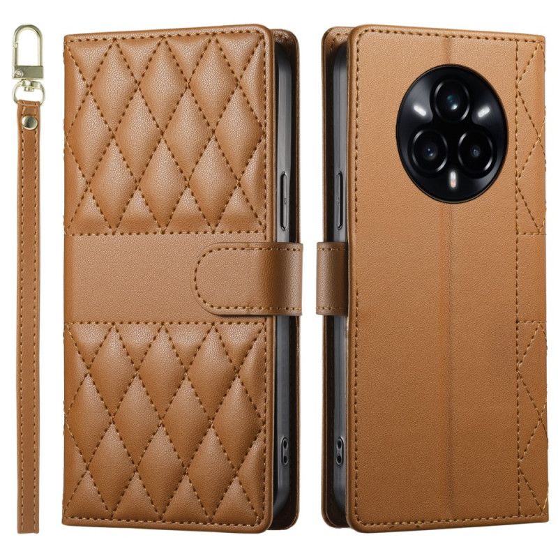 Skyddsfodral Realme 14 Pro Plus 5g Quiltad Med Rem Och Axelrem