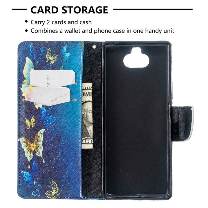 Läderfodral Sony Xperia 8 Svart Otroliga Fjärilar