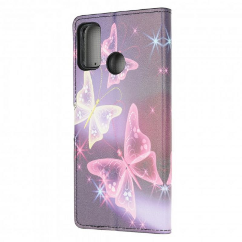 Läderfodral Moto G30 / G10 Telefonfodral Butterfly Color