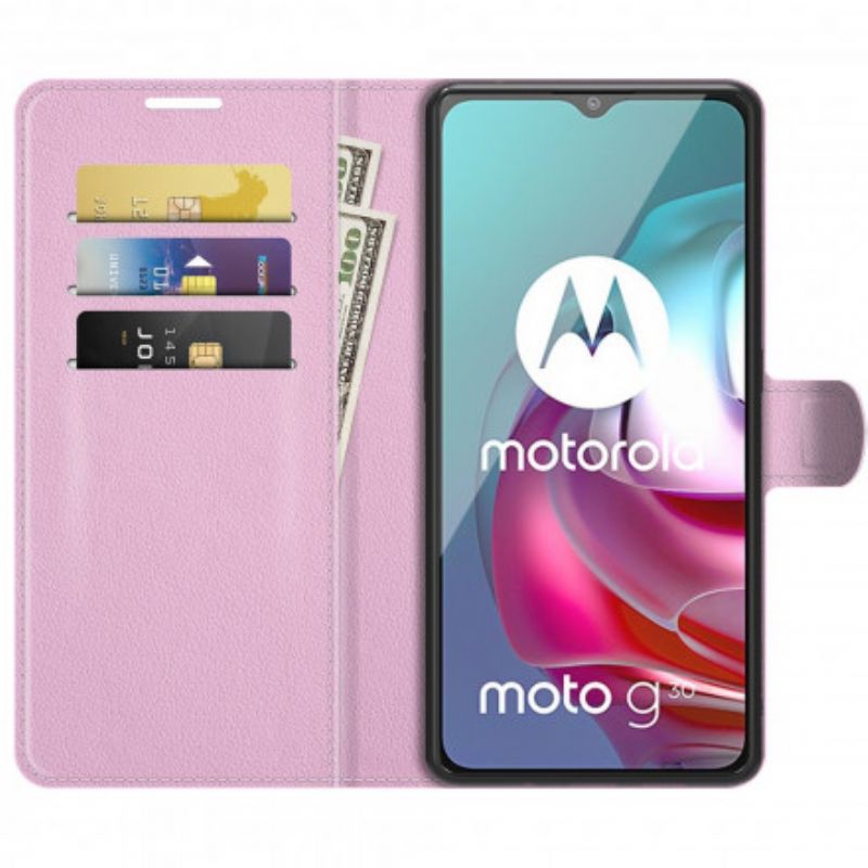 Läderskal Fodral Moto G30 / G10 Klassisk Litchieffekt