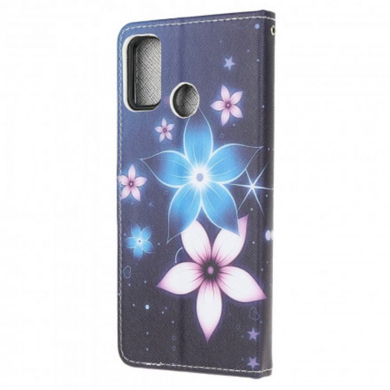 Skyddsfodral Moto G30 / G10 Månblommor Med Rem