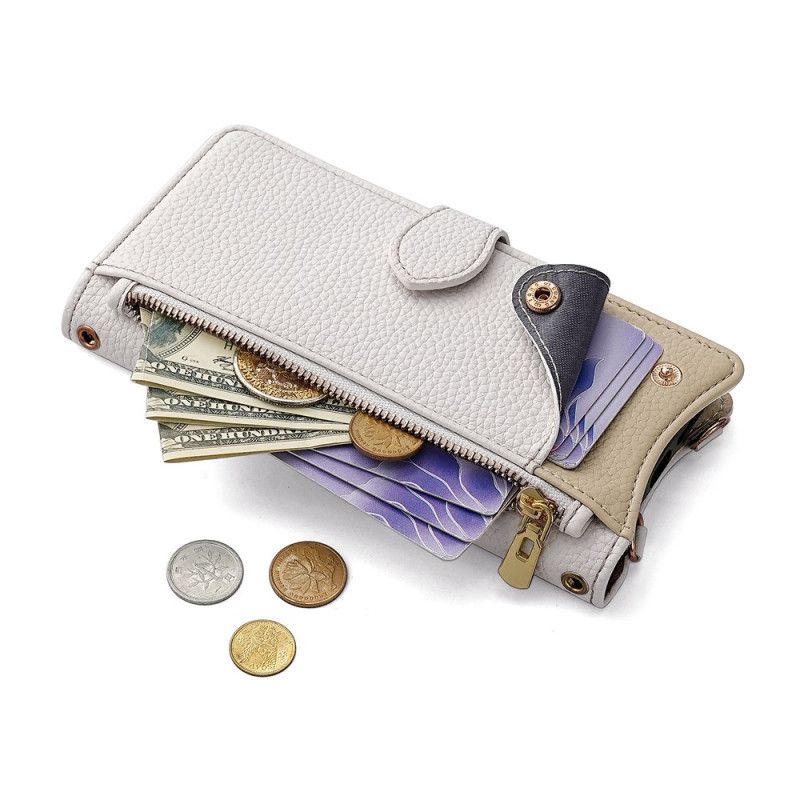 Läderskal Fodral Huawei Pura 80 Plånbok Med Kedja