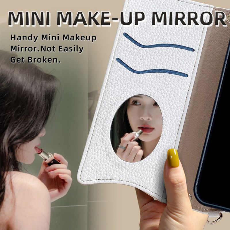 Läderskal Fodral Huawei Pura 80 Plånbok Med Kedja