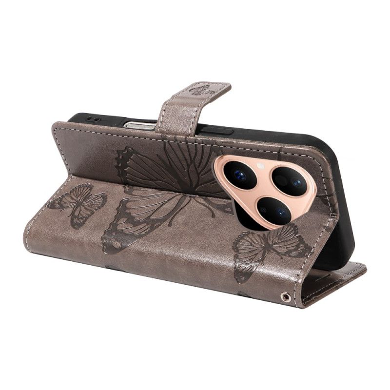 Läderskal Fodral Huawei Pura 80 Stora Fjärilar