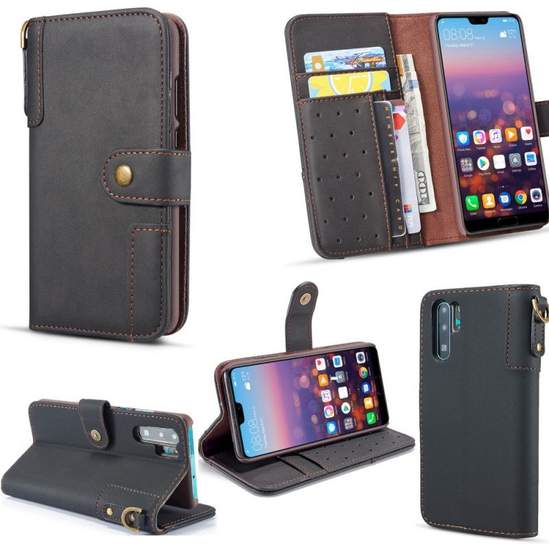 Fodral för Samsung Galaxy Note 10 Plus Röd Vintage Premium Plånbok