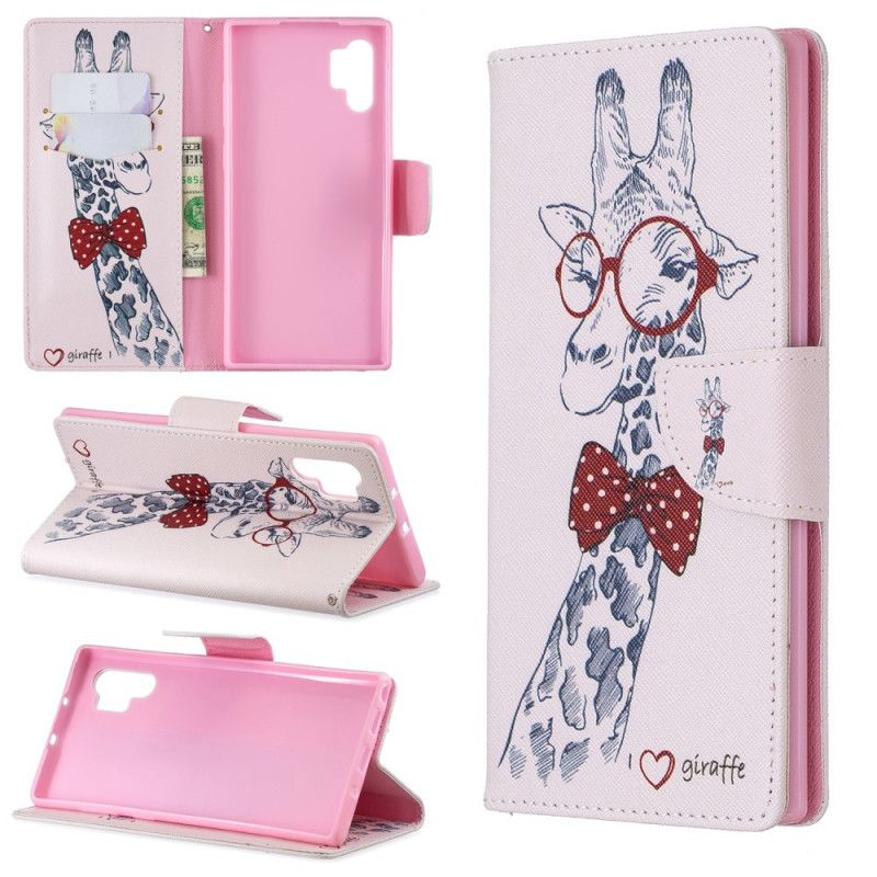 Läderfodral Samsung Galaxy Note 10 Plus Mobilskal Nördgiraff
