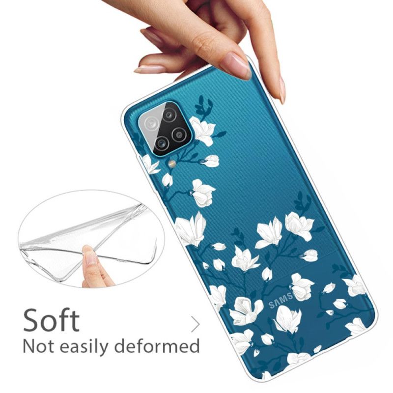 Skal för Samsung Galaxy A12 Vita Blommor