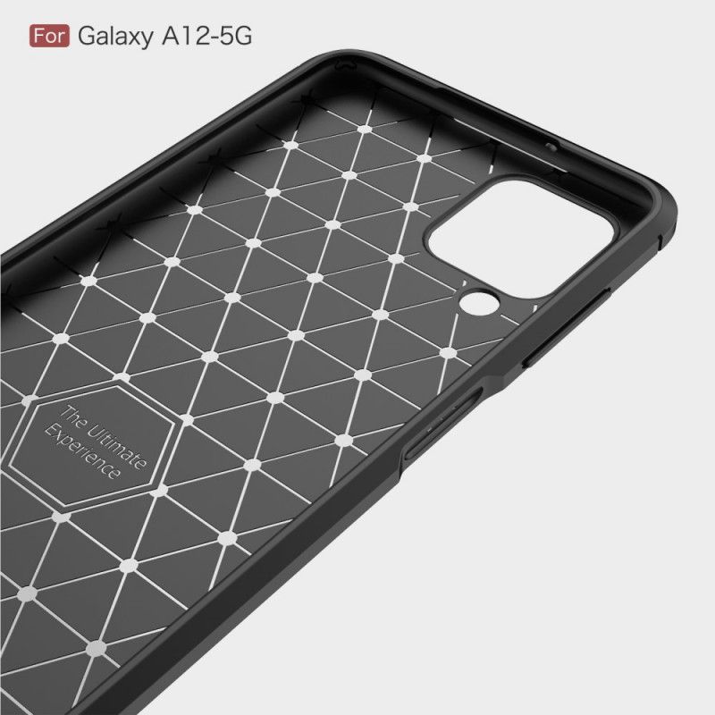 Skal Samsung Galaxy A12 Svart Borstad Kolfiber