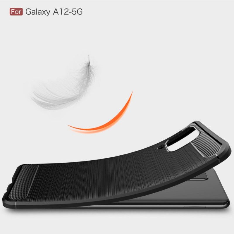 Skal Samsung Galaxy A12 Svart Borstad Kolfiber