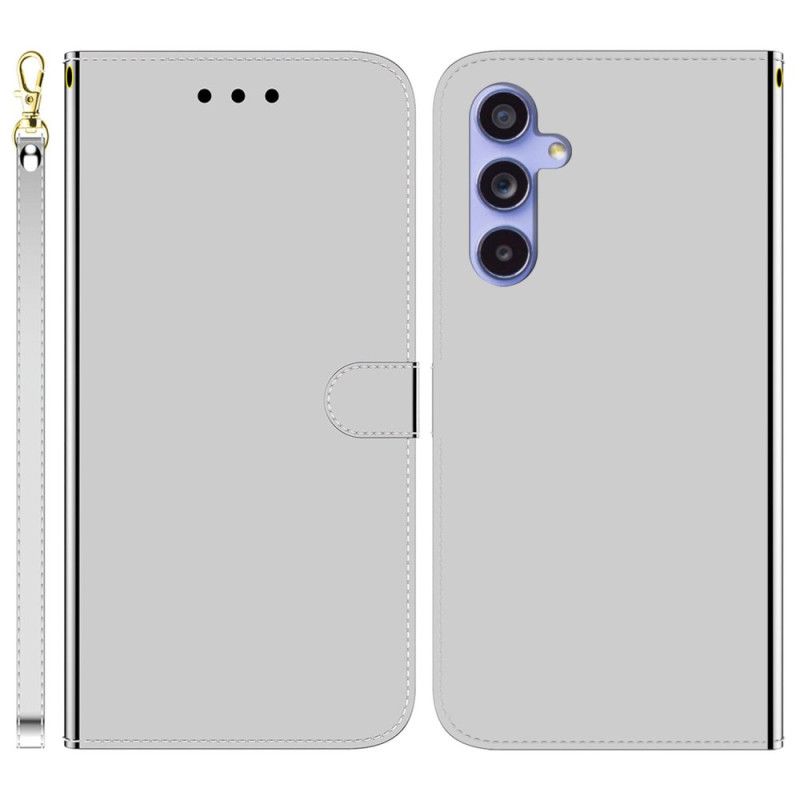 Läderskal Fodral Samsung Galaxy A55 5g Spegeleffekt Och Rem