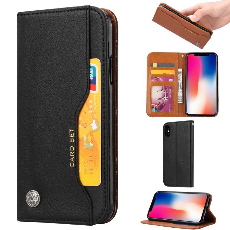 Folio-fodral för iPhone XS Svart Korthållare I Konstläder