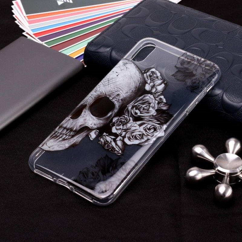 Skal iPhone XS Mobilskal Transparent Blommig Skalle