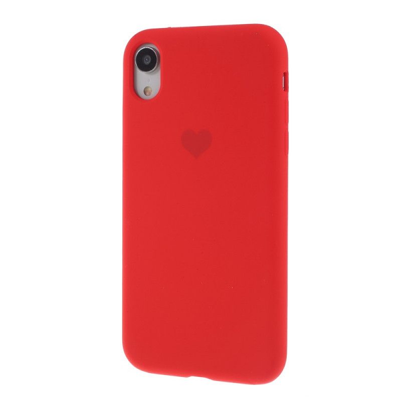 Skal iPhone XS Röd Silikonhjärta