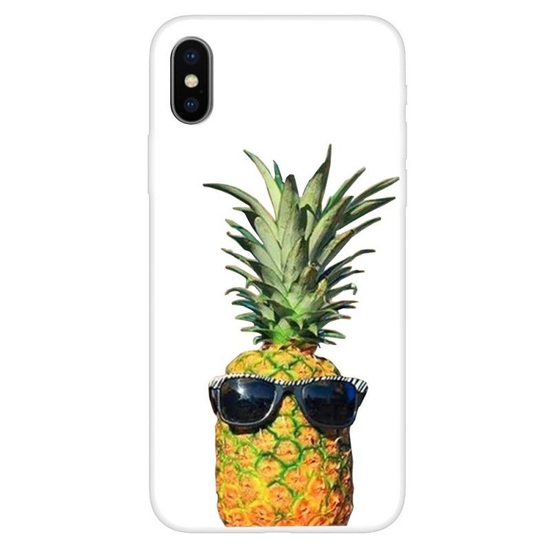 Skal iPhone XS Transparent Ananas Med Glasögon