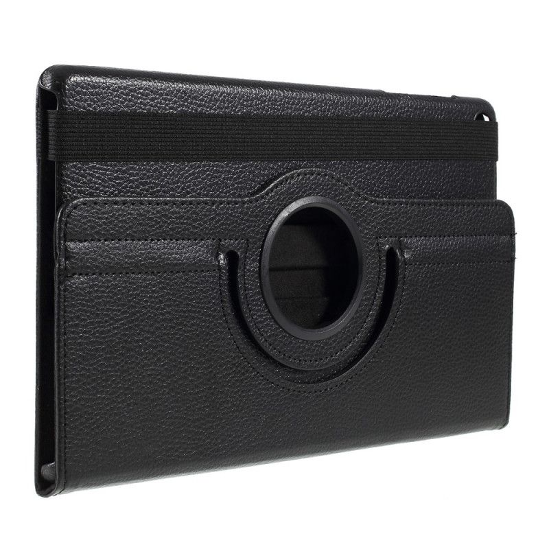 Fodral för Samsung Galaxy Tab A 10.1 (2019) Svart 360 ° Roterbart Lychee-Imiterat Läder