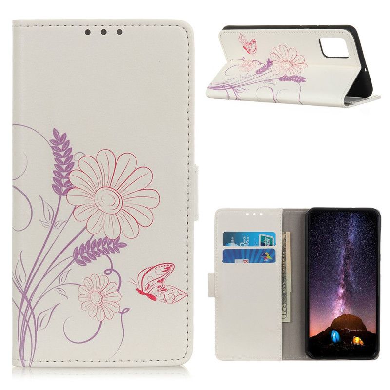 Fodral för Samsung Galaxy A52 4G / A52 5G Rita Fjärilar Och Blommor