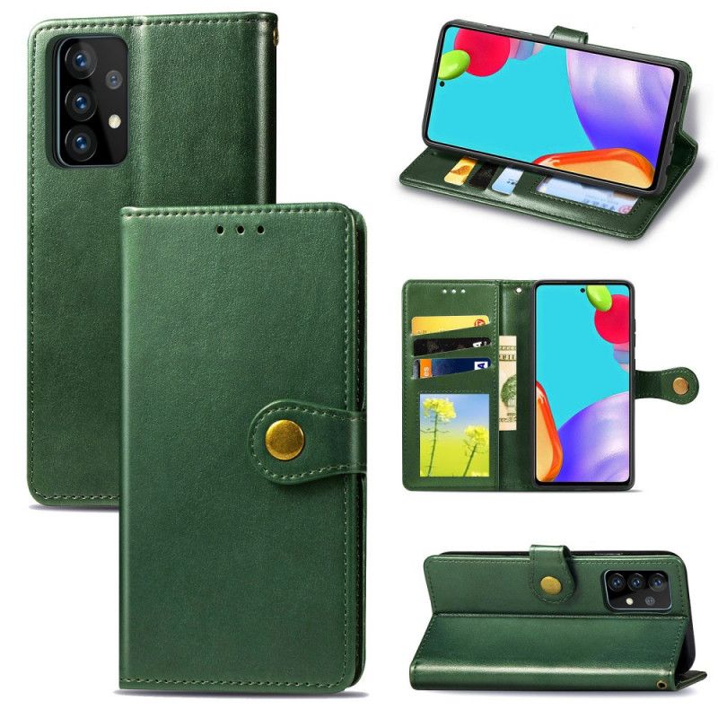 Fodral för Samsung Galaxy A52 4G / A52 5G Svart Konstläder Och Vintagelås