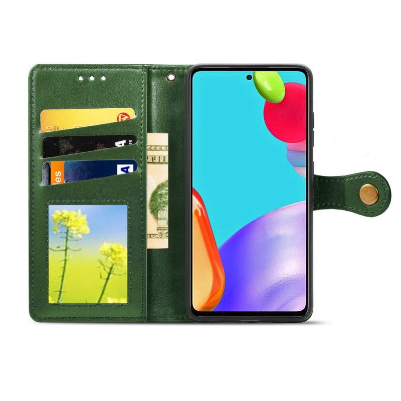 Fodral för Samsung Galaxy A52 4G / A52 5G Svart Konstläder Och Vintagelås