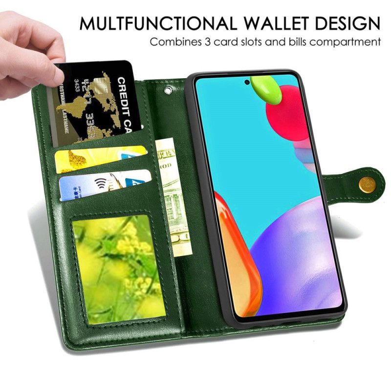Fodral för Samsung Galaxy A52 4G / A52 5G Svart Konstläder Och Vintagelås