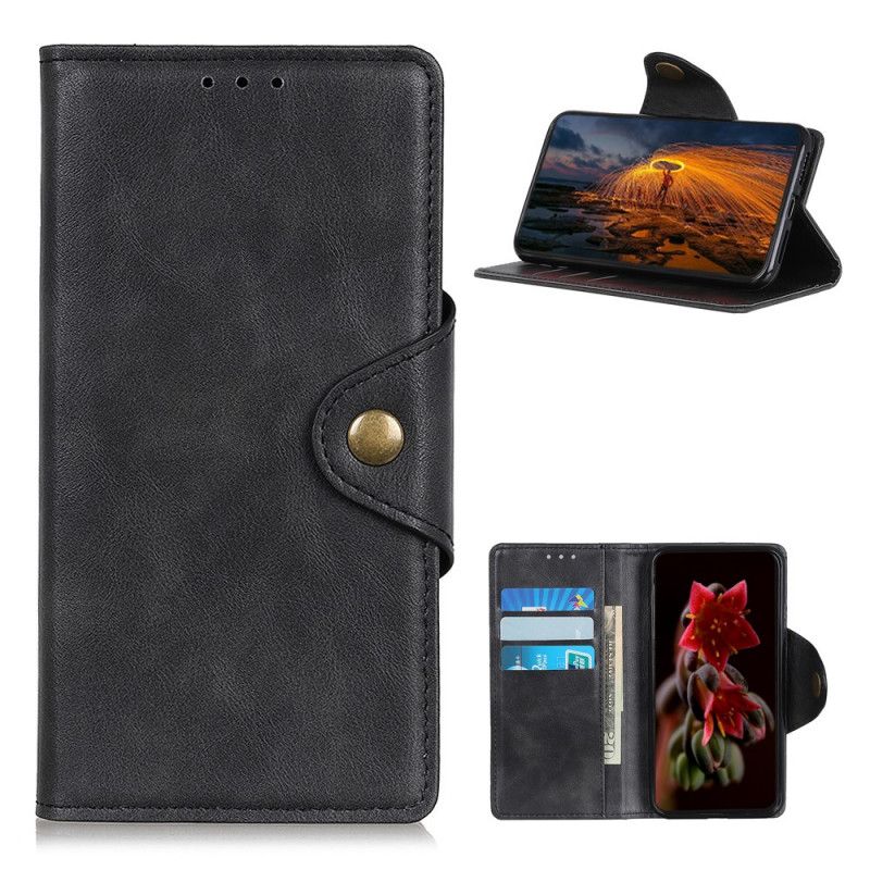Fodral för Samsung Galaxy A52 4G / A52 5G Svart Vintage Konstläderknapp
