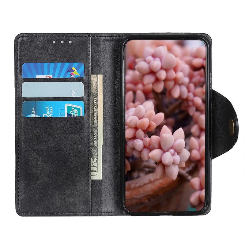 Fodral för Samsung Galaxy A52 4G / A52 5G Svart Vintage Konstläderknapp