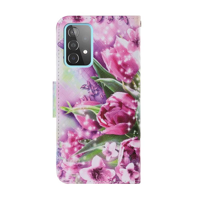 Fodral Samsung Galaxy A52 4G / A52 5G Fjärilar Och Tulpaner