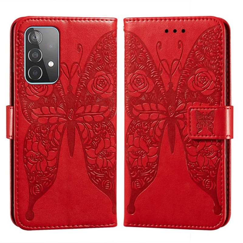 Fodral Samsung Galaxy A52 4G / A52 5G Svart Fjärilsblommönster