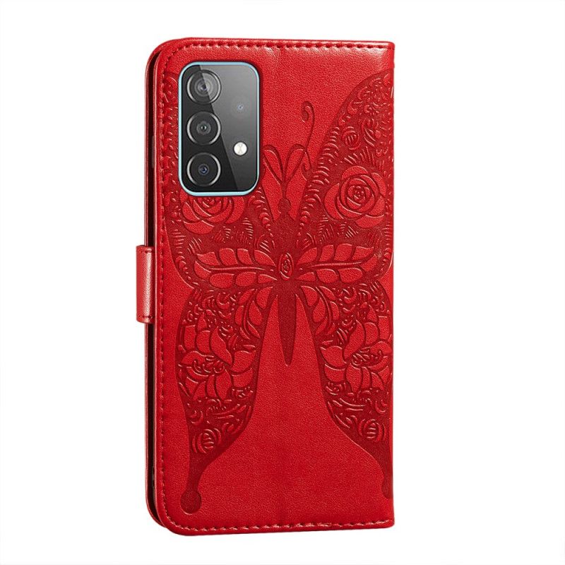 Fodral Samsung Galaxy A52 4G / A52 5G Svart Fjärilsblommönster