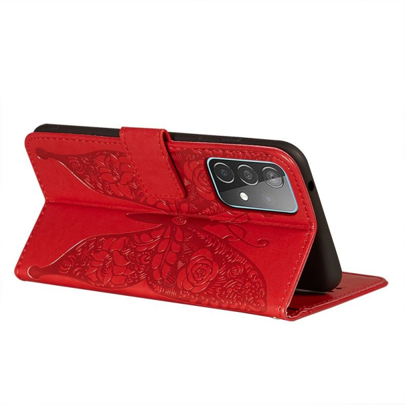 Fodral Samsung Galaxy A52 4G / A52 5G Svart Fjärilsblommönster