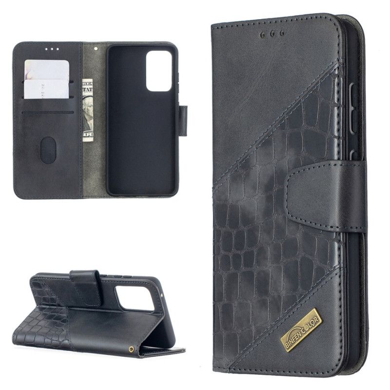 Fodral Samsung Galaxy A52 4G / A52 5G Svart Klassisk Krokodilhudeffekt