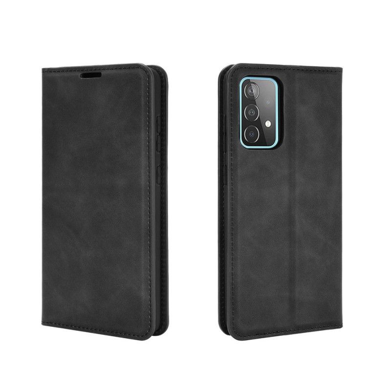 Folio-fodral för Samsung Galaxy A52 4G / A52 5G Svart Mjukt Lädereffekt