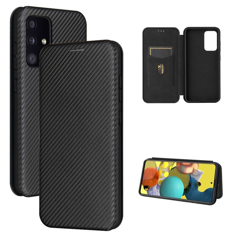 Folio-fodral Samsung Galaxy A52 4G / A52 5G Svart Kolfiber