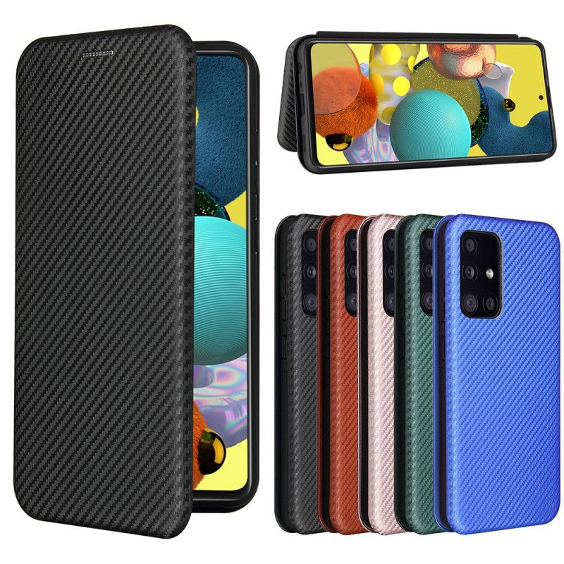Folio-fodral Samsung Galaxy A52 4G / A52 5G Svart Kolfiber